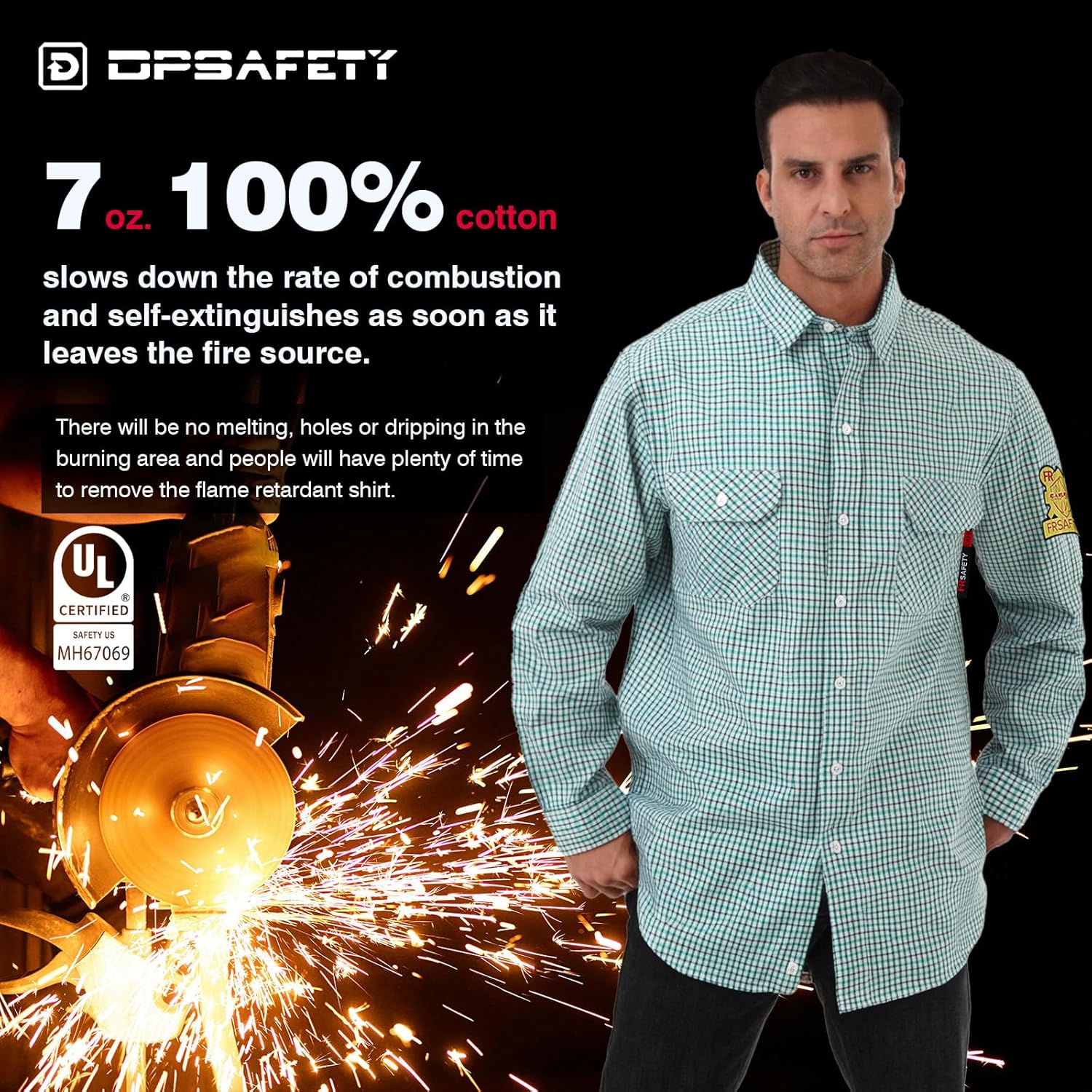 FR Shirts for Men 7oz Fire Resistant Shirts CAT2 Welding Shirt 100% Cotton Flame Resistant Shirt Greens/Plaid(2X-Large) - Image 2