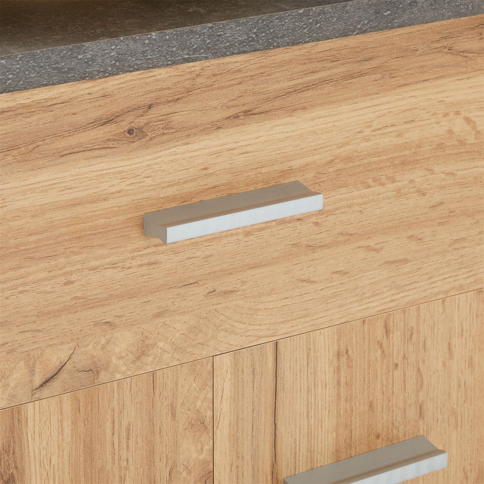 CARO-Möbel Schuhschrank DEUSTO 3 Türen 1 Schublade 7 Einlageböden für Flur und Eingangsbereich - Schuhregal geschlossen - Schuhaufbewahrung Sideboard betonoptik/Eiche