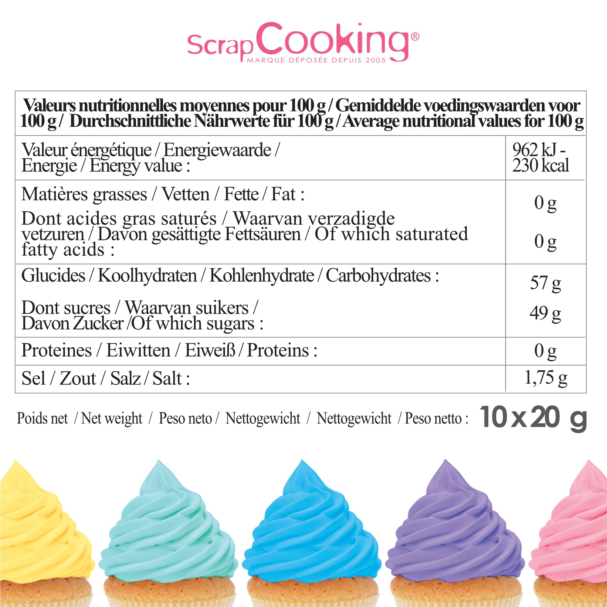 ScrapCooking - Coffret 10 Colorants Alimentaires en Gel - Colorants Pâtisserie 10 x 20 g - Rouge, Bleu, Jaune, Vert, Noir, Rose - Pour Desserts, Gâteaux & Biscuits - 7124