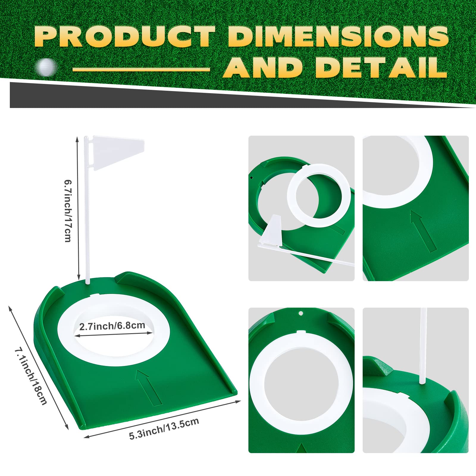 Sotiff 9 Pack Golf Putting Cup and Flag Plastic Golf Hole Training Aids Golf Training Putters for Indoor Outdoor Men Women Office Backyard Garage Accessories