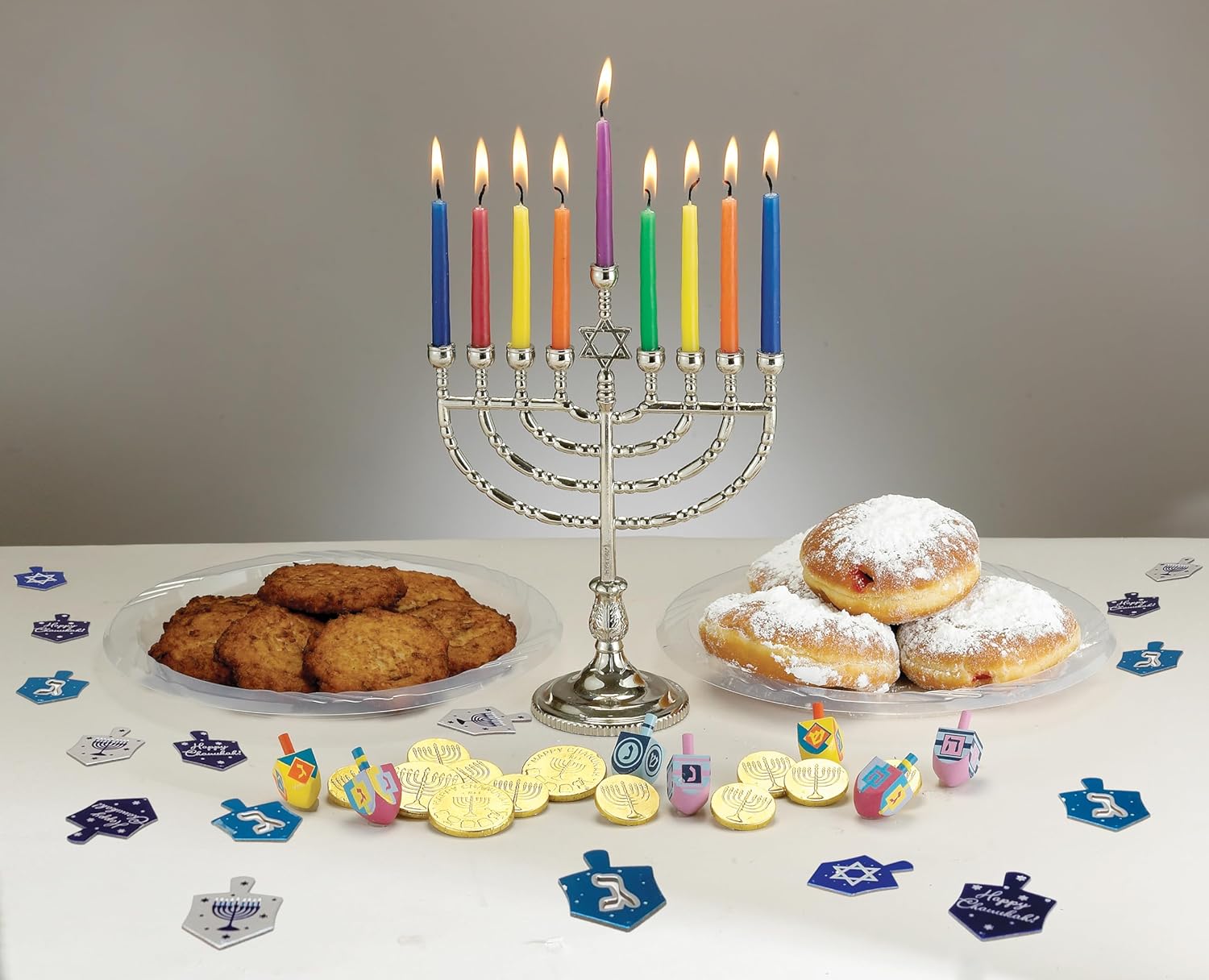 Tradtonal Classc Hanukkah Menorah - 9.5" Tall Graceful Style Candle