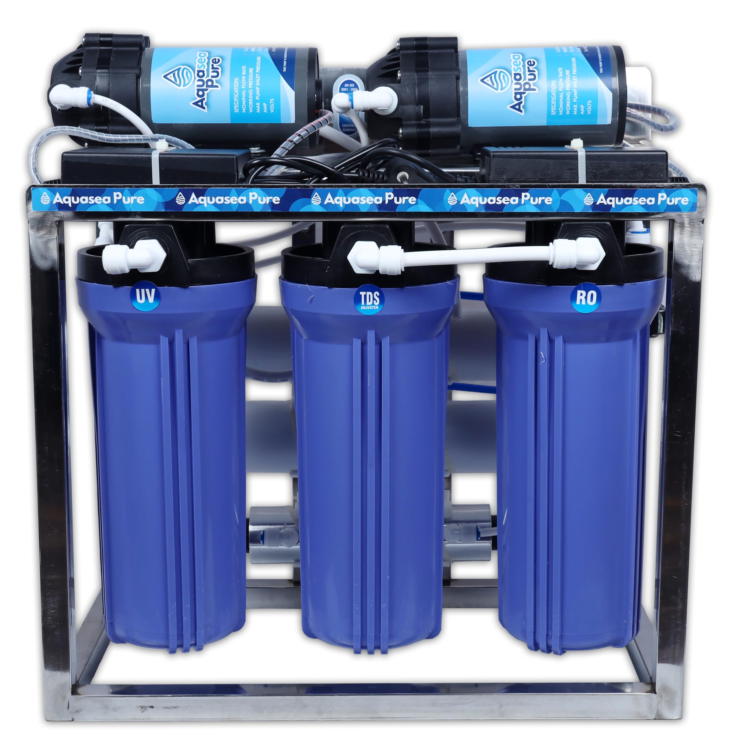 RO PLANT Commercial RO+UV+TDS water purifier with TDS Adjuster (25 LPH RO+UV+TDS ADJUSTER) Full Stainless Steel body- Double pump purification-image-26