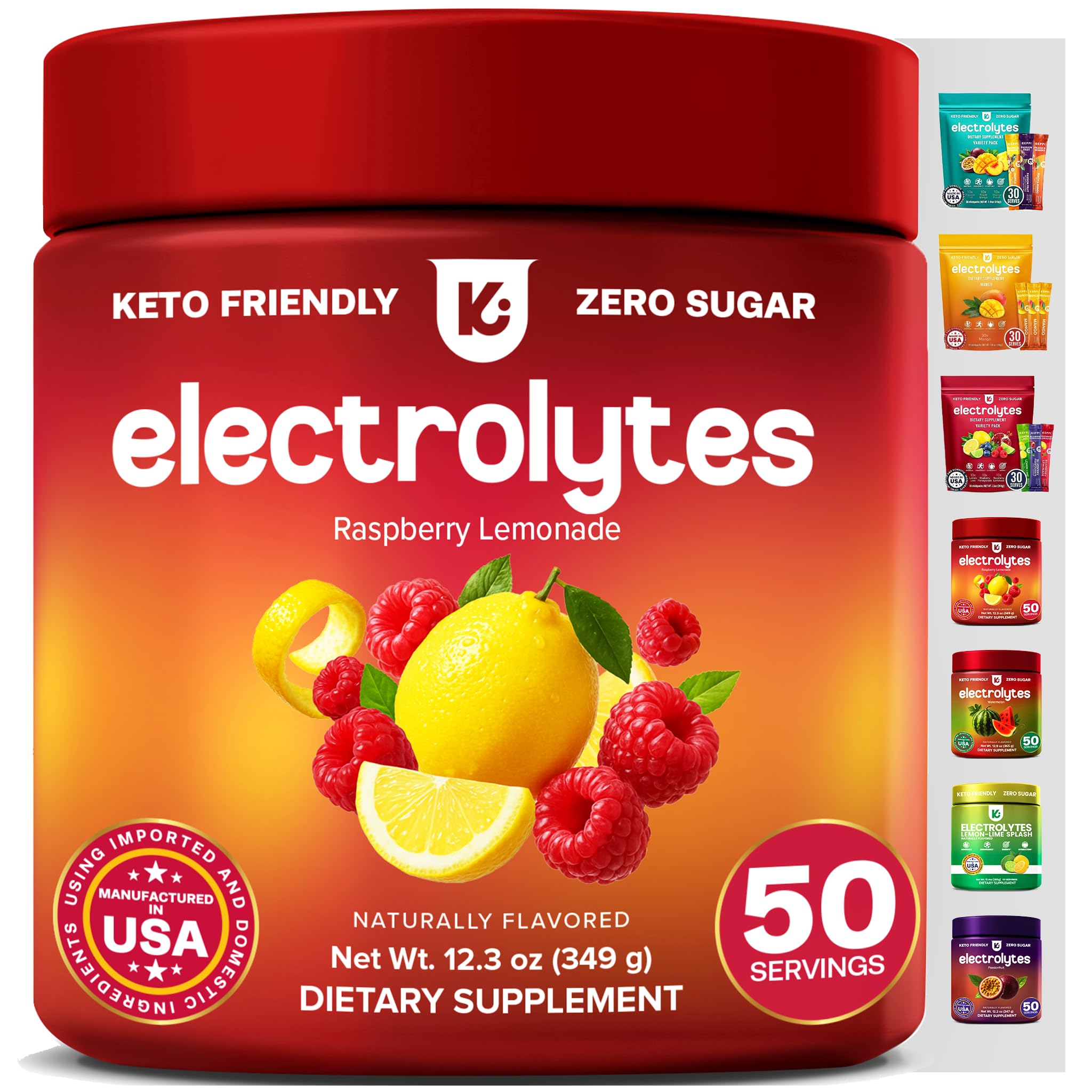 [BRSWGCQYOV4A223U] Keppi Electrolytes Powder – Raspberry Lemonade Flavor 50 Servings - No Sugar with Potassium, Magnesium, Sodium – Sugar Free Electrolytes for Keto, Fasting & Hydration – Clean Electrolyte Drink