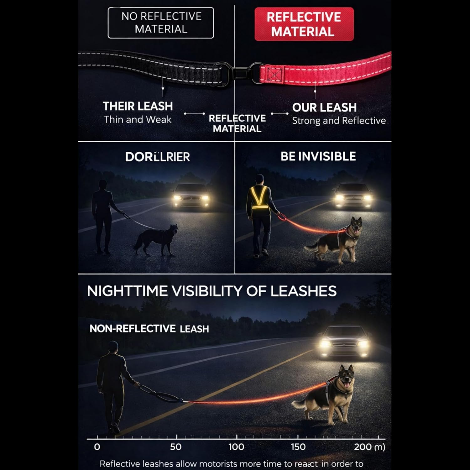 Primal Pet Gear Dog Leash 6ft Long,Traffic Padded Two Handle,Heavy Duty,Reflective Double Handles Lead for Control Safety Training,Leashes for Large Dogs or Medium Dogs,Dual Handles Leads(Pink) - Image 7