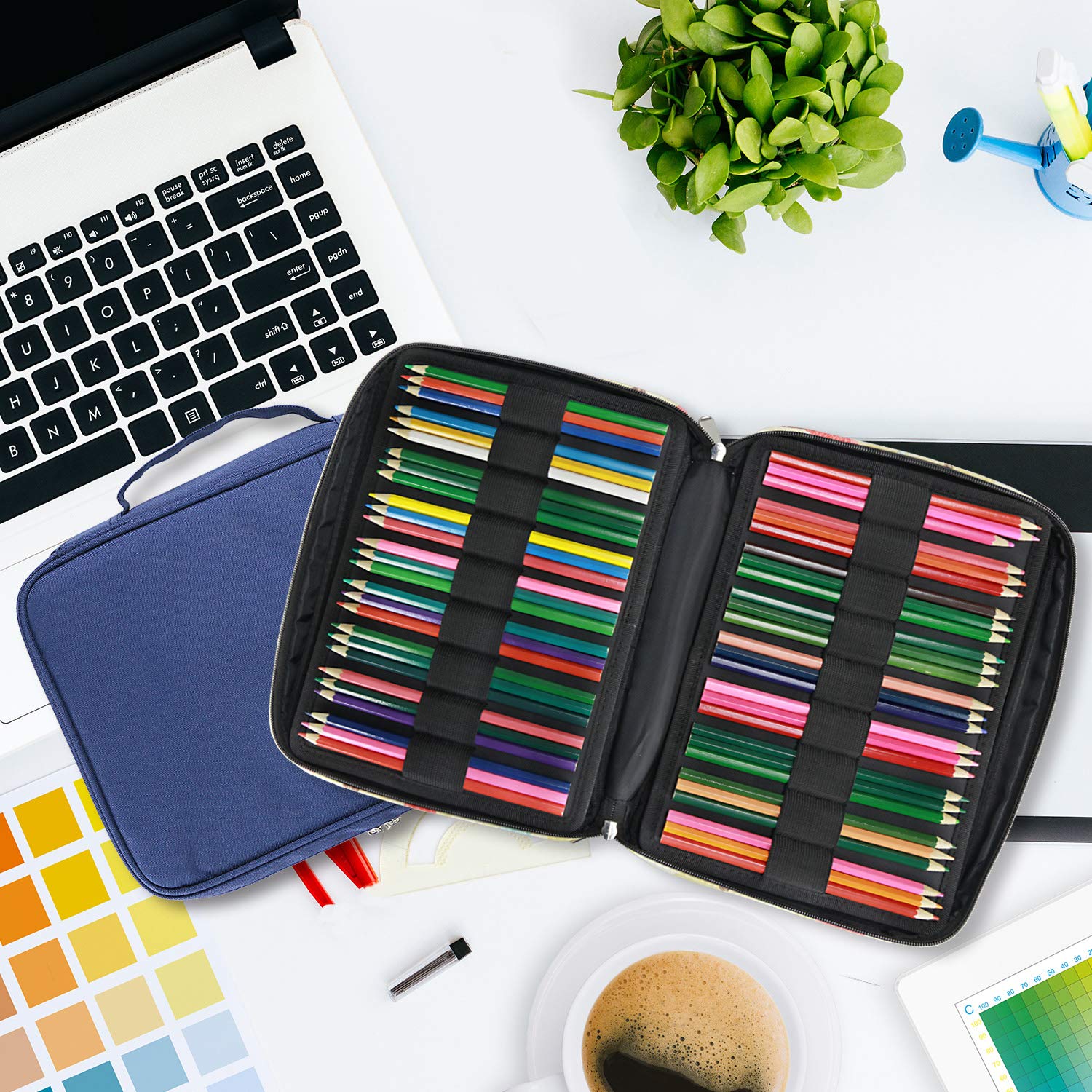 YOUSHARES 166 Slots Pencil Case 01, 166 Blau, 11.6 x 8.5 x 2.4 inches (29.5 x 21.5 x 6 cm), Reisen, Tabletts