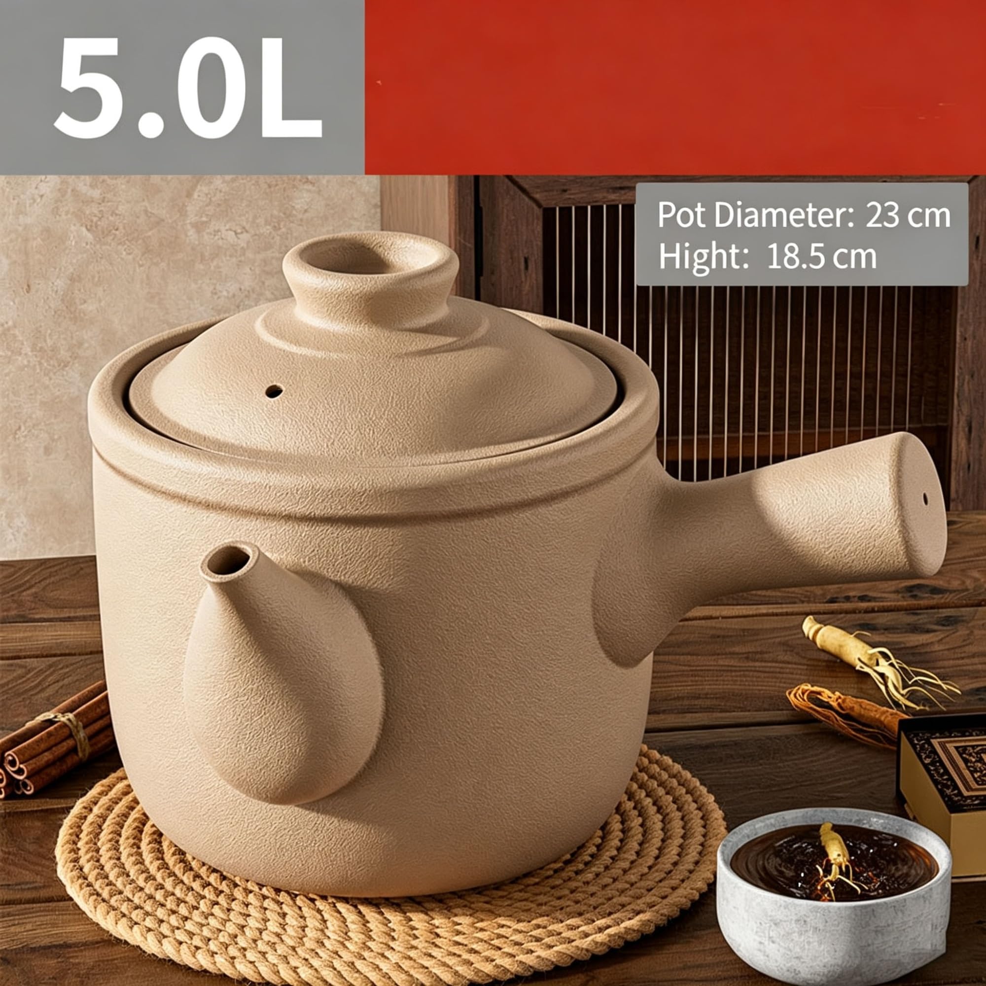Pentola in terracotta, casseruola in terracotta con coperchio
