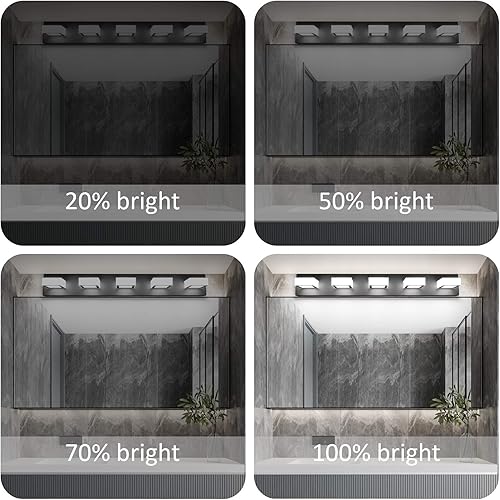 Miniatura 303 de Ralbay - Lámpara LED moderna y negra para tocador de baño, con 3 luces, accesorios de iluminación de pared de baño de acrílico Luz blanca