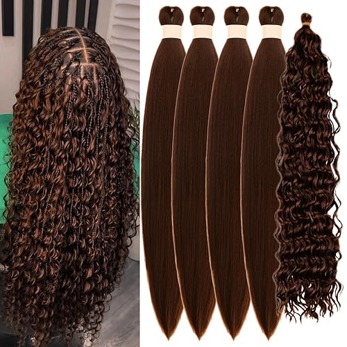 Brown Braiding Hair Pre stretched Curly Braiding Hair for Boho