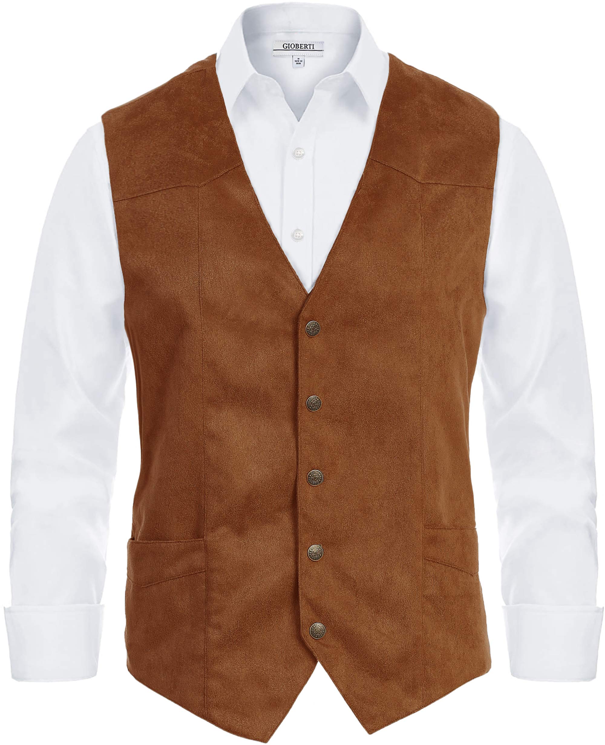 Gioberti Men's 5 Button Faux Suede Vest