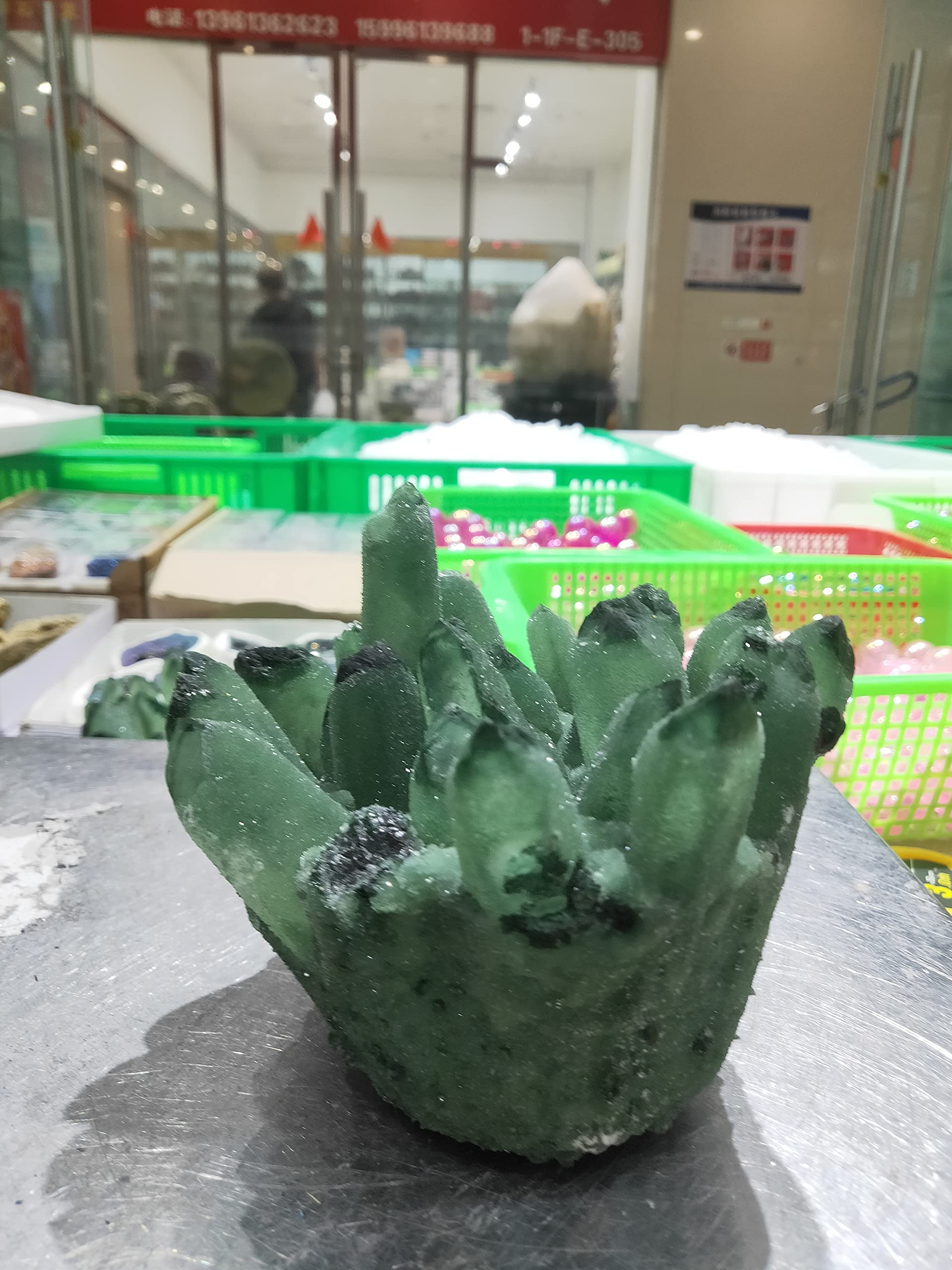 1000gRare Natural Green Ghost Stone Clear Natural Spectre Reiki Quartz Stones Specimen Beautiful (Size : 500g) ERTEYIN (Size : 200g)
