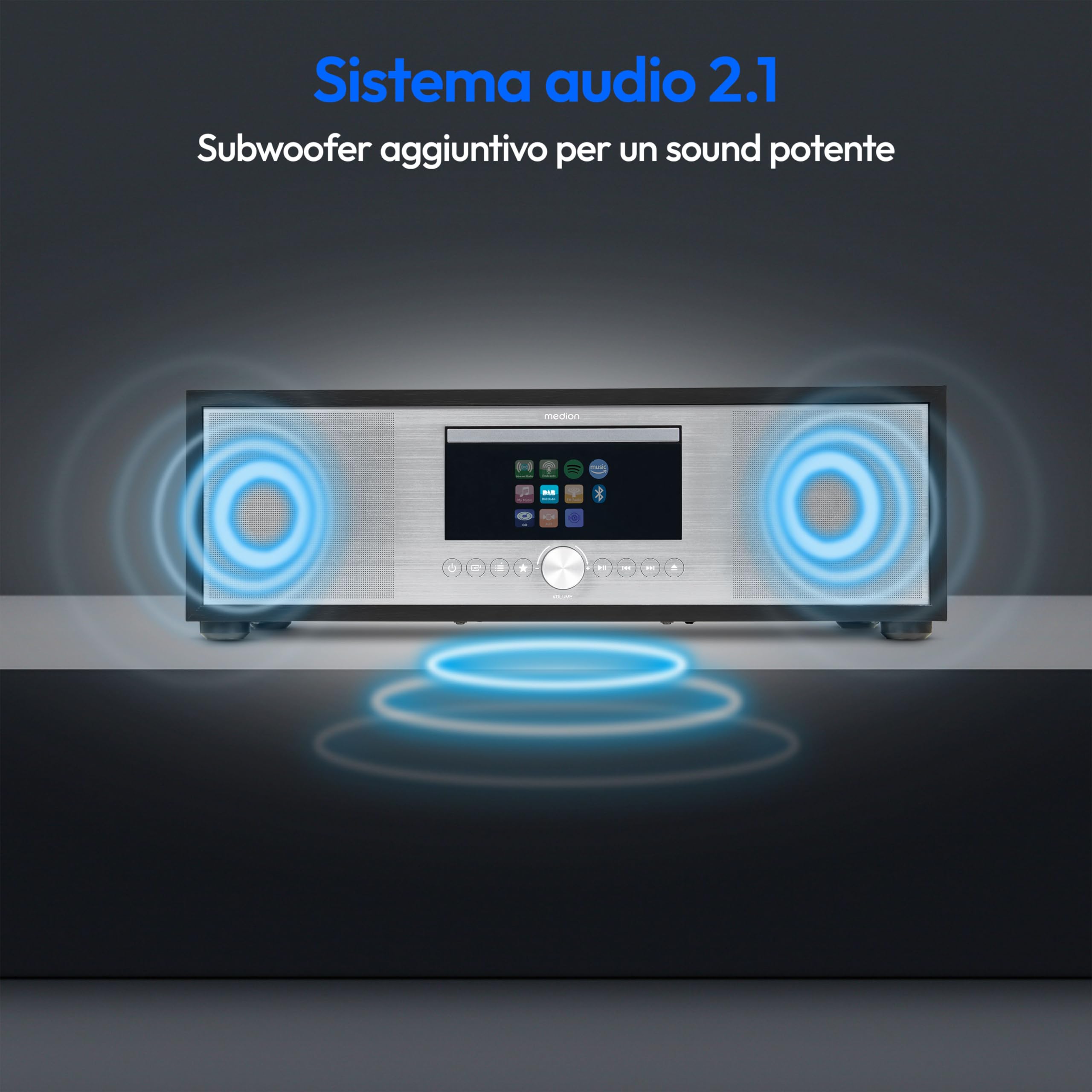 MEDION P66400 All-In-One Stereo System DAB+ CD MP3 Spotify Amazon Music FM USB AUX Subwoofer