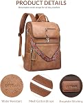 SYTRAH Leather Laptop Backpack for Women Designer Laptop Bag, 16.5 inch Travel Computer Backpacks Purse with Tassel