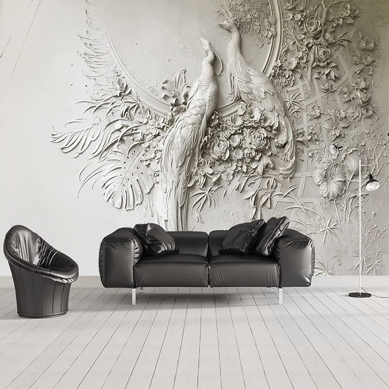 Papel Pintado Fotográfico Mural 3D Pareja De Animales Pavo Real Póster De Pared Extraíble Peel And Stick, Fondo De Tv, Arte De Pared Decorativo, Arte De Pared Para Habitación 300(ancho) x210(alto) cm