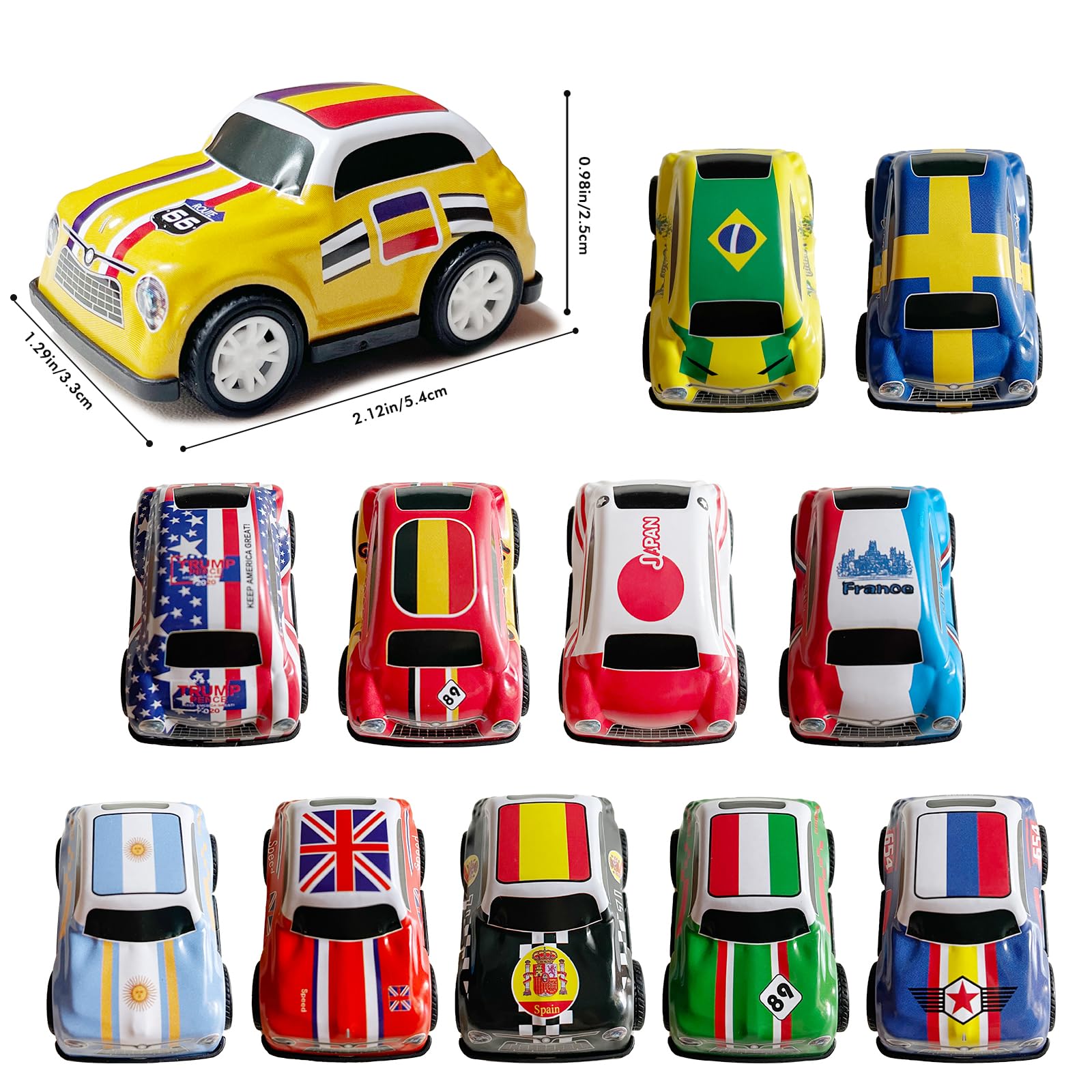 Juxtaposia 12 Pezzi Macchinine per Bambini,Cars Macchinine da Corsa Pull Back Eject,Macchinine regalo per festa e compleanno per bambino dai 2 ai 6 anni.