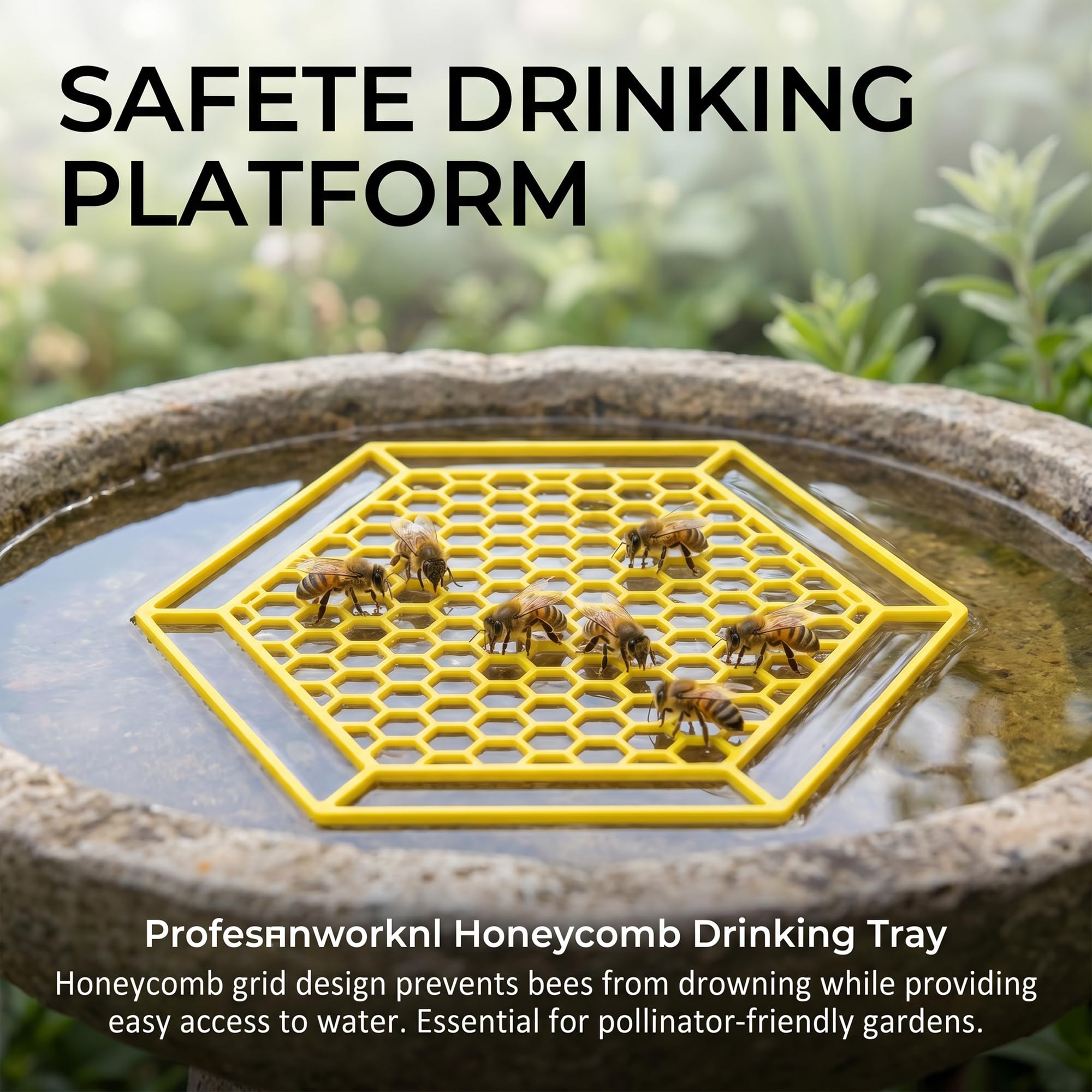 KIMHOME Lot de 2 abreuvoirs flottants en forme d'hexagone pour jardin et station d'arrosage des abeilles (jaune)