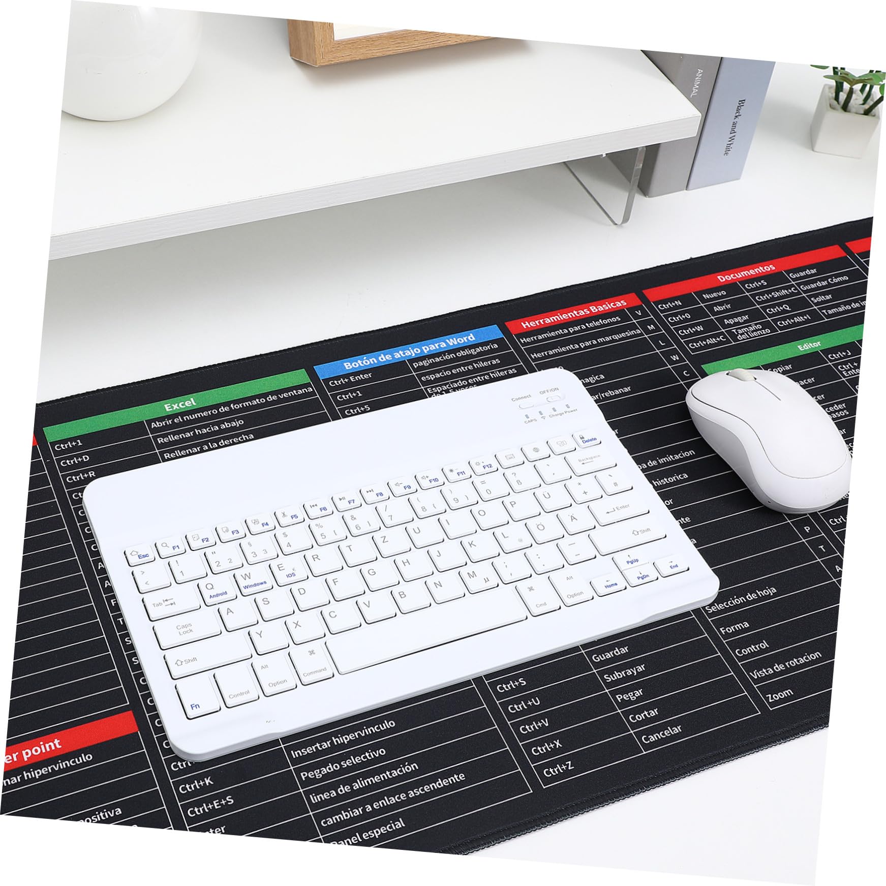 Yardwe Tappetino Grande per Mouse Scorciatoie Excel in Spagnolo 300X800X3Mm Tastiera Antiscivolo per Ufficio e Arredamento da Scrivania Uso Semplice e Rapido