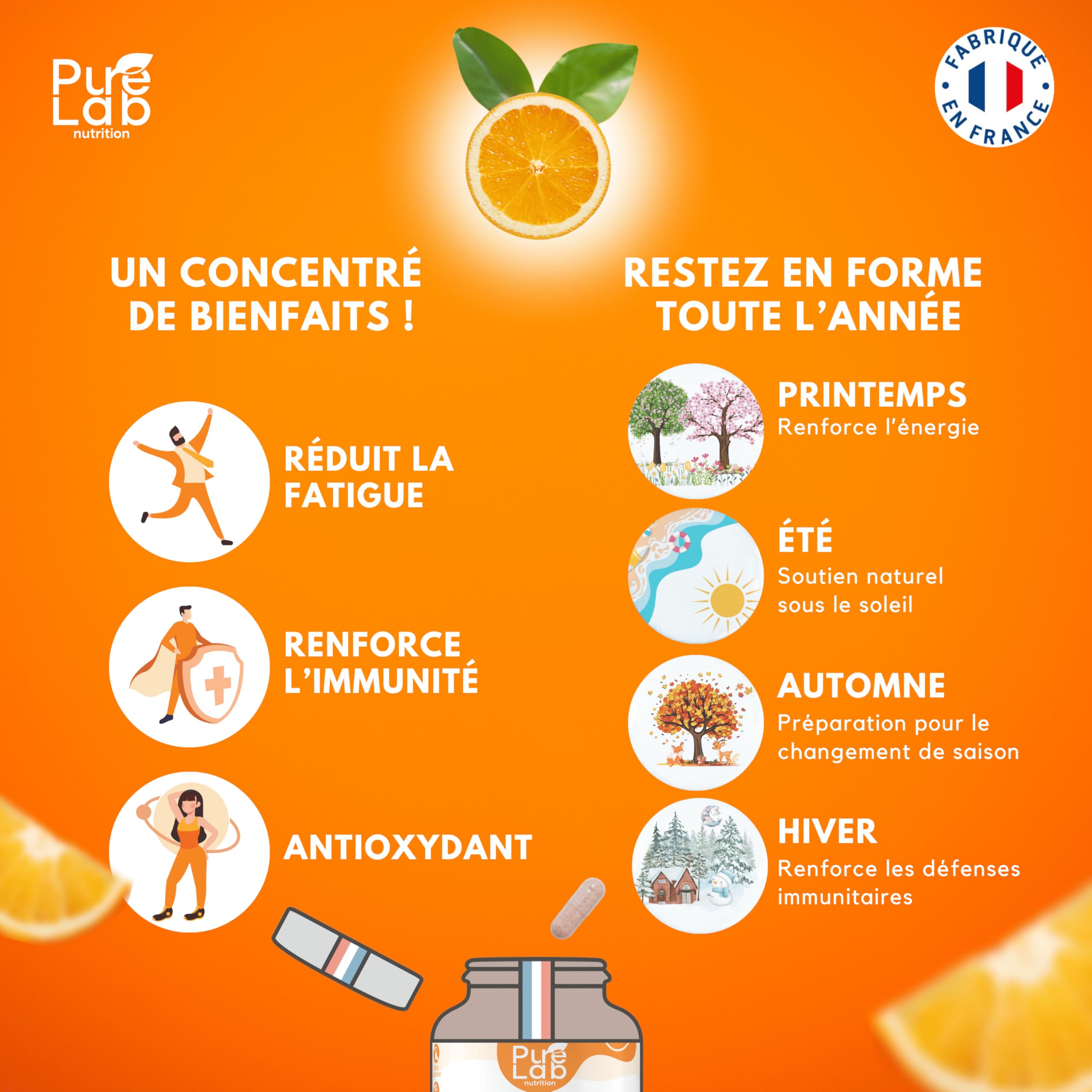 Vitamine C Liposomale 1000mg - Haute Absorption - Immunité, Antioxydant, Tonus - Formule Brevetée PureWay™ - Sans Lactose, Sans Gluten - Fabriqué en France - 90 gélules, Cure de 1 à 3 mois