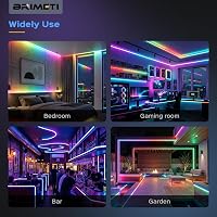 Bandă LED Neon BRIMETI 20M RGBIC 220V, aplicație și telecomandă, Bluetooth, sincronizare muzică, IP65, impermeabilă, flexibilă, decor interior și exterior 7