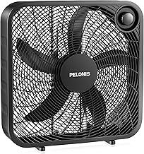 PELONIS 20 Inch Box Fan – 3 Speeds, Window Fans, Floor or Tabletop, 25ft/s, 2025 Upgraded, Superior Air Throw (2295 CFM), Lightweight, 5 Blades, Fans for Bedroom, Office, Living Room, Garage