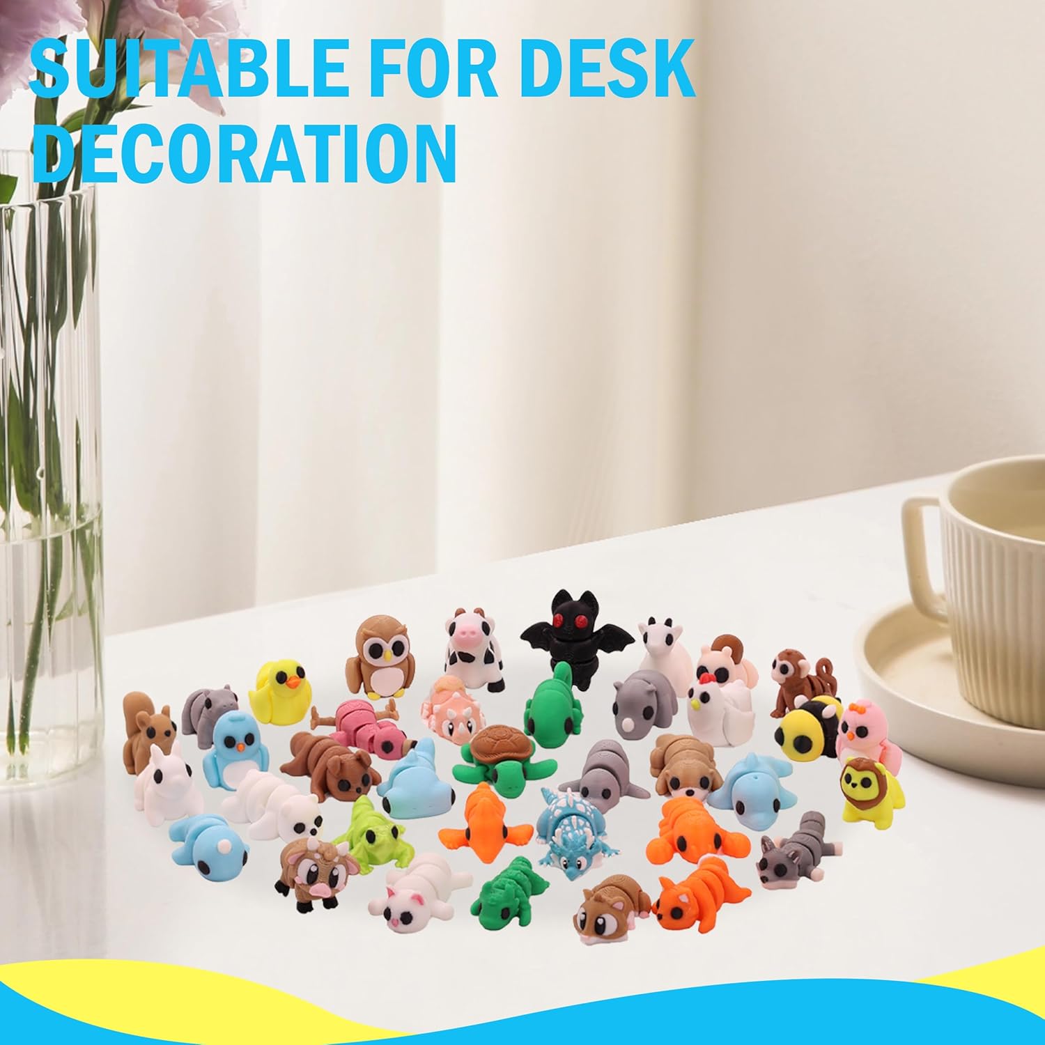 Easter Basket Stuffers, 37PCS Animals Figures, 3D Printed Animals Figurines, Articulated, Fidget Toys, Party Favors for Kids, Goodie bag Stuffers, Unique Birthday, Easter Egg Hunts, Classroom Rewards