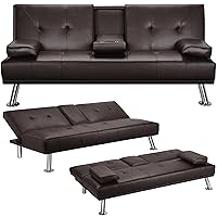 Yaheetech Divano Letto con 2 Braccioli Staccabili Divano Trasformabile Mobile Imbottito