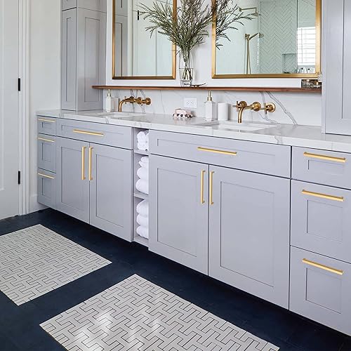 Miniatura 5 de Paquete de 20 tiradores de gabinete dorados dorados para cajones, paquete de 20 manijas de acero inoxidable de 6-14 pulgadas, manijas de gabinete de