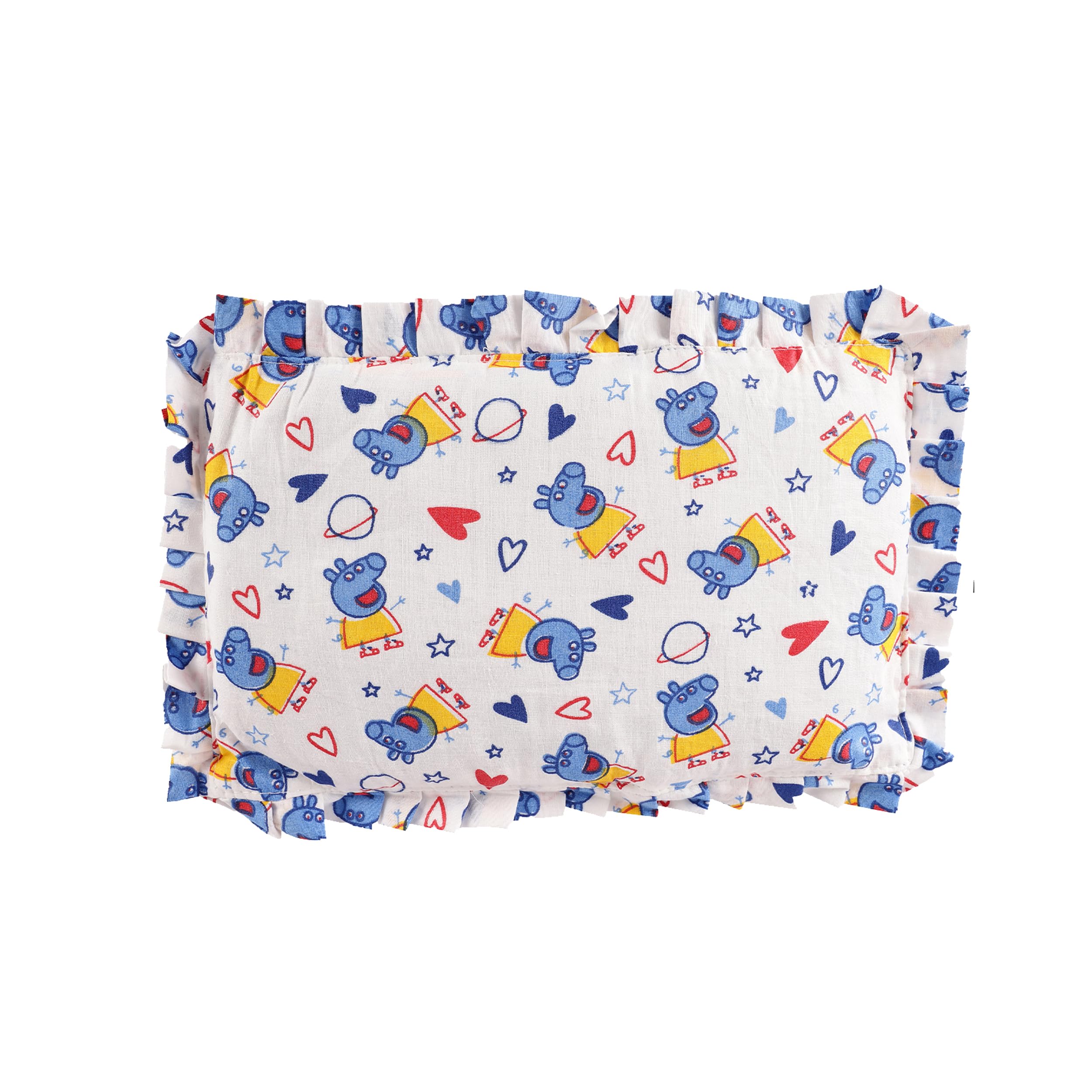 Voidrop-White Pillow Rai Mustard Seeds Pillow- Baby Head Shaper Pillow-Neck Support Pillow-Round Head Shaping Baby Pillow- Removable Soft Cover for Preventing Flat Head Syndrome (Blue Papa Pig Design)