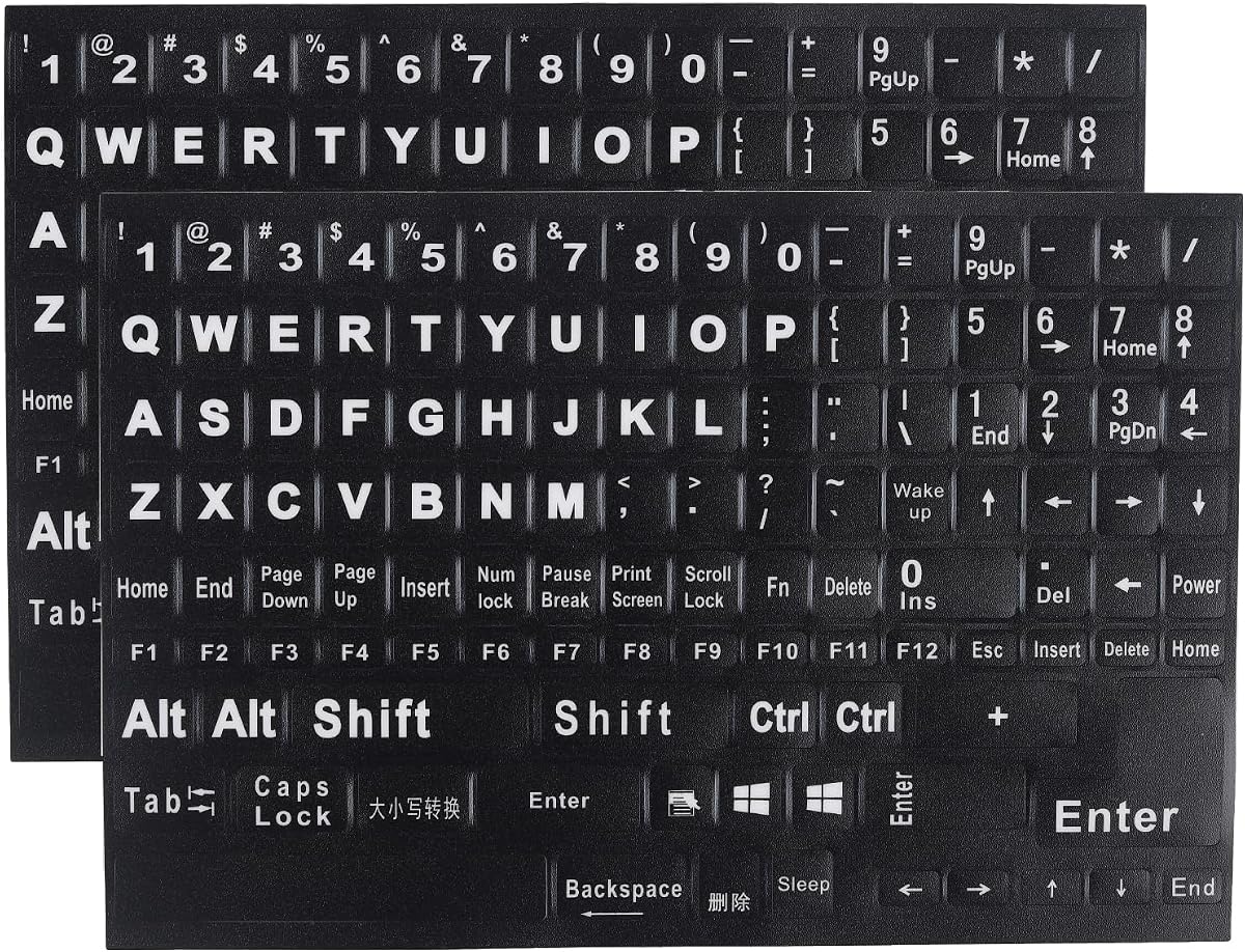 2 Pack English Keyboard Stickers Big Letter