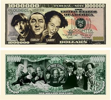 American Art Classics Pack of 25 - Three Stooges 3 Stooges Million Dollar Bill - Limited Edition - Best for Collecting, Full Color, Real Money Size. Makes A Great Gift.
