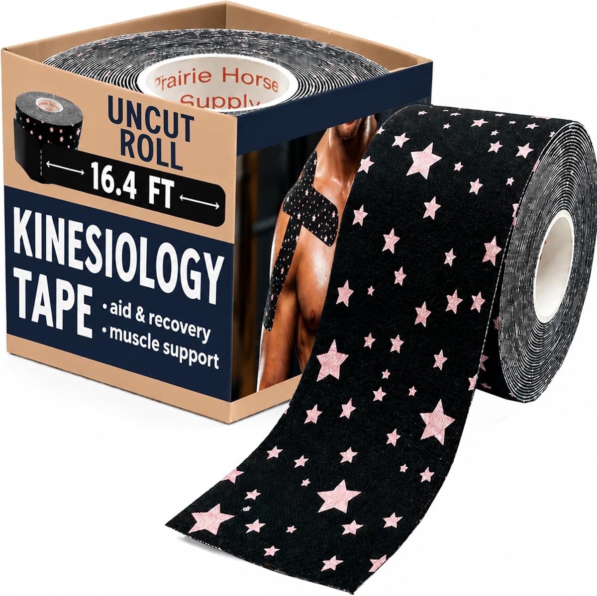 Kinesiology Tape - Enhanced Support, Breathable & Moisture-Resistant - Latex-Free for Sensitive Skin - Customizable, Ideal for Athletes & Fitness Enthusiasts (Stars)