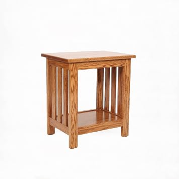 Mission Style Oak End Table, Amish Handcrafted, Wood, Side Table, Bedside Table, Nightstand, Furniture, Made in USA, 22.5