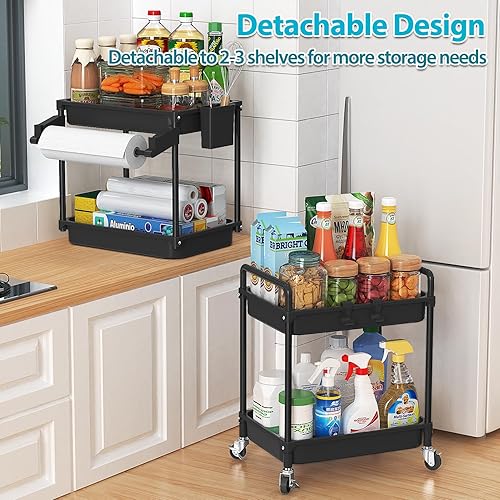 Miniatura 5 de SPACEKEEPER Carrito de almacenamiento rodante, organizador de baño de 4 niveles, carrito de servicio, organizador de lavandería, estantería móvil