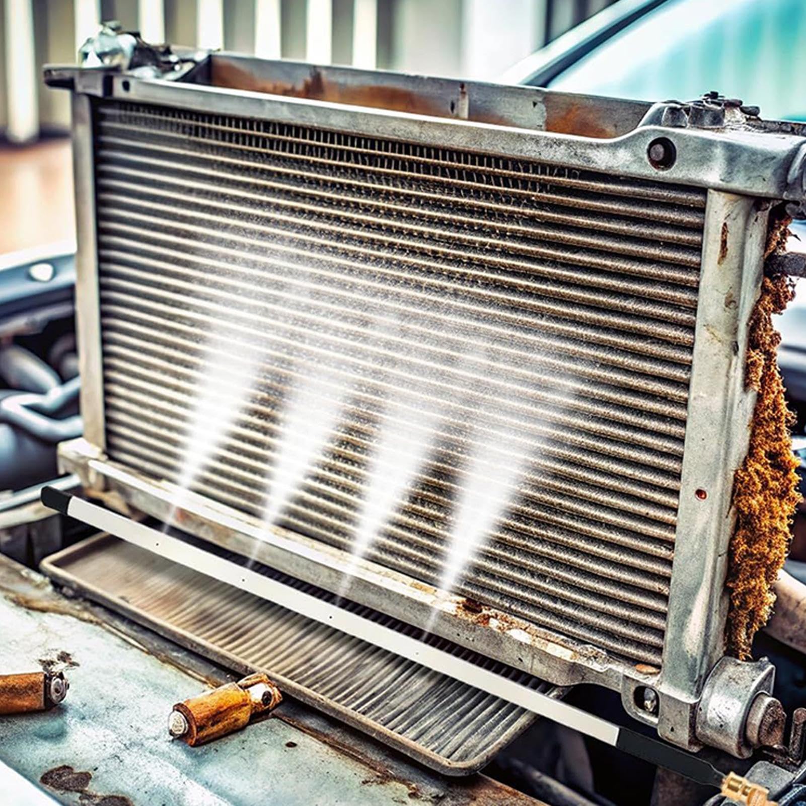 Herramienta De Limpieza De Radiador - Para Radiadores | Herramienta De Limpieza In Acero Inoxidable, Soplador Preciso Antifugas Con Rotación 180° Para Coche Autocaravana HVAC AC AC Refrigerador