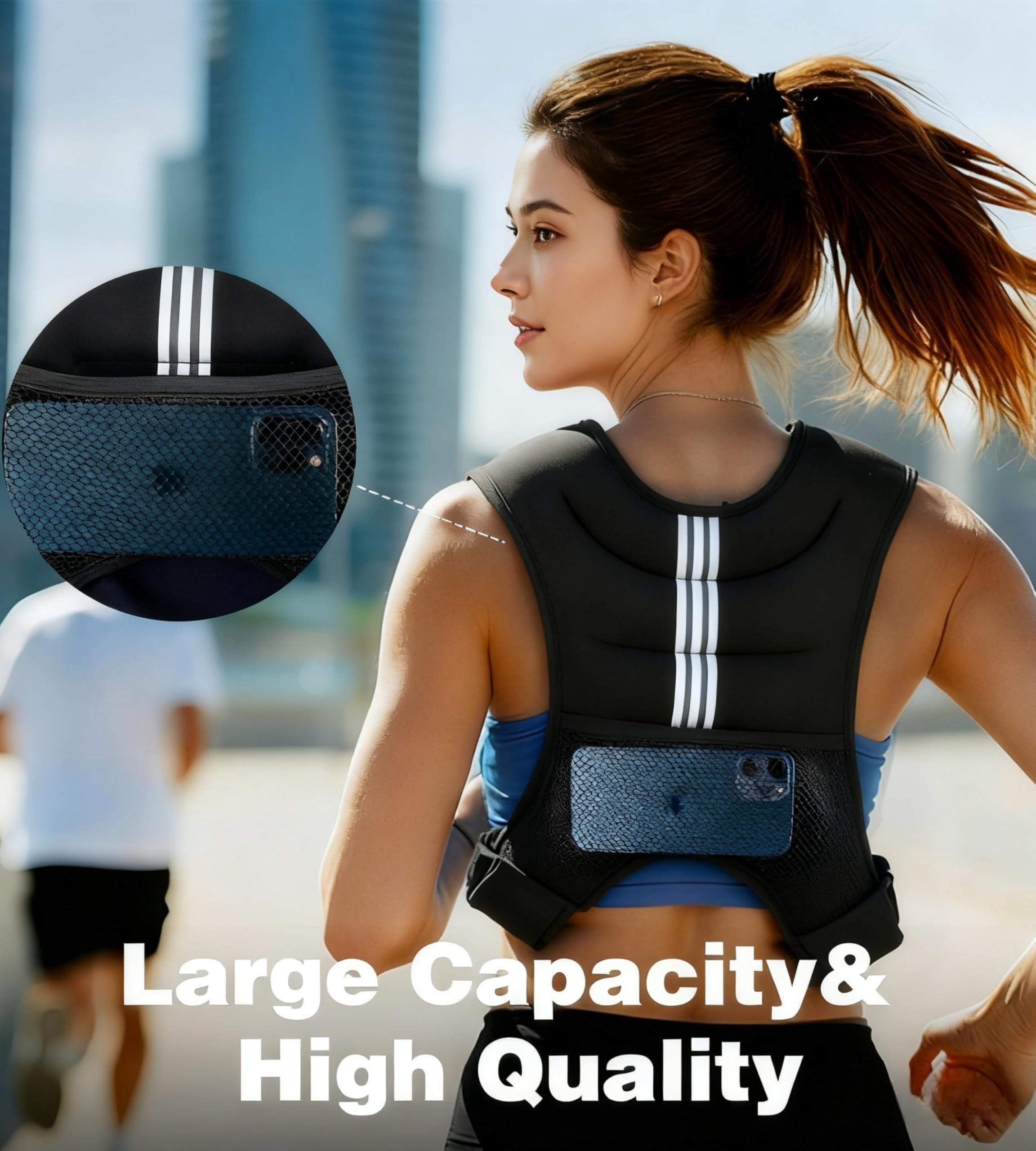 Gilet lesté, 3 kg/5 kg avec bande réfléchissante pour l'entraînement, la course, le fitness, le jogging, le cardio, la marche