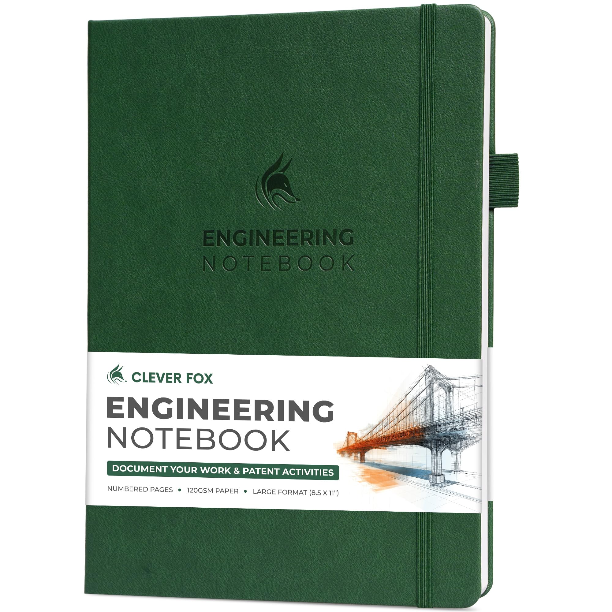 Clever Fox Engineering Notebook – Hardcover Grid Notebook with Numbered Pages, Table of Contents – Patent, Lab & Invention Journal for Engineers &