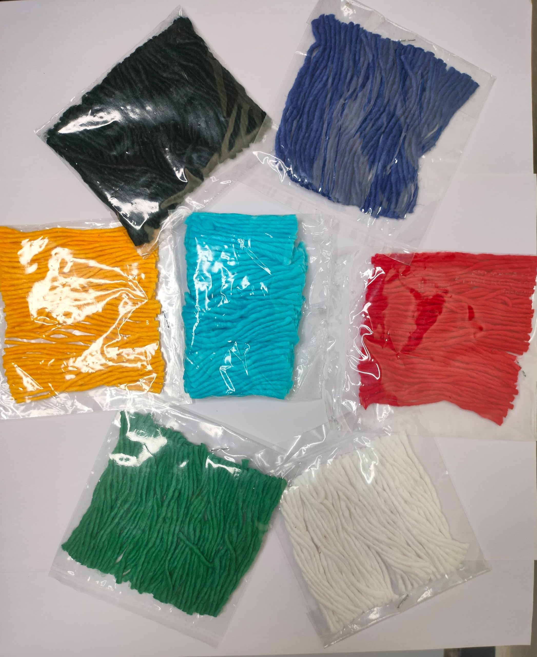 Kuzhal Cotton Seven Colors for Pooja, Red, Yellow, Green, White,Blue,Black,Sky Blue (Pack of 7) Each Pack of 50 Wicks PACHAI/SIVAPPU/MANJAL/VELLAI/NEELAM/KARUPPU/RAMAR THIRI 350-image-15