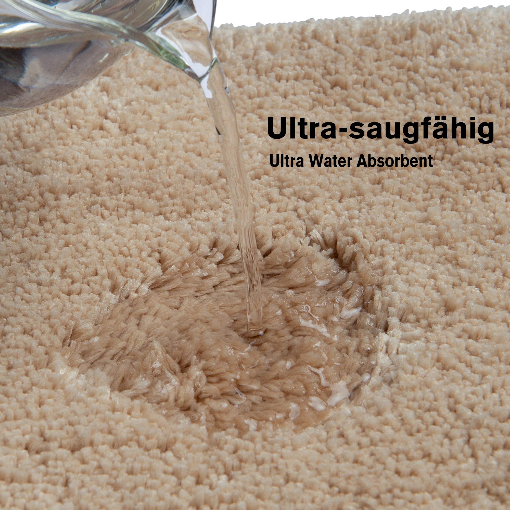 Alfombrilla de baño 120 cm x 70 cm, antideslizante, lavable a máquina, antideslizante, suave, absorbente, de microfibra, color crema y beige
