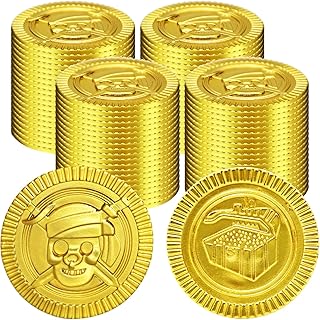 100 Pieces Pirate Gold Coins Set - Plastic Play Fake Golden Coin Bulk for Kids, Pirate Themed Treasure Hunt Toys Party Favors, St. Patrick's Day Decorations