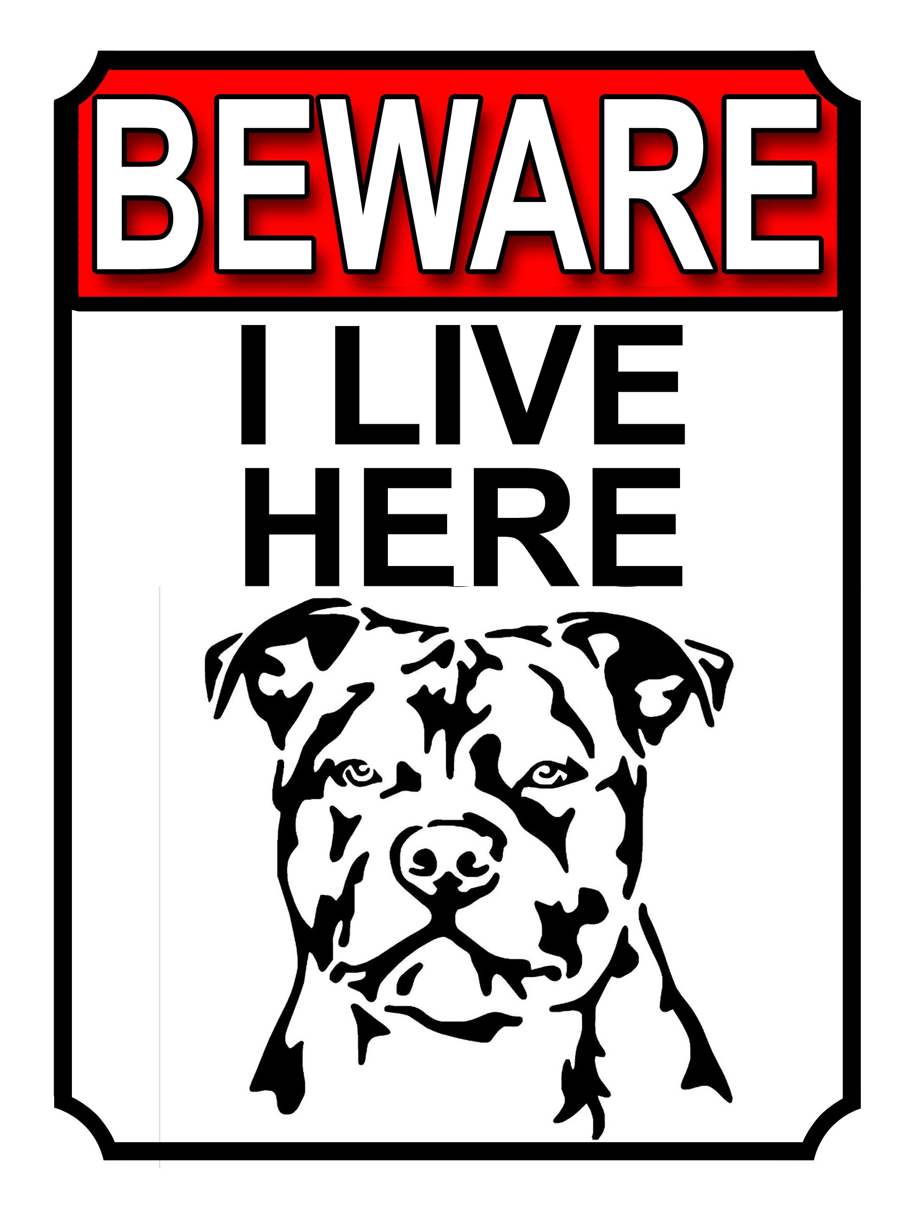 BEWARE I LIVE HERE METAL GATE SIGN DOG 200MM X 150MM (1508H1)-image-34