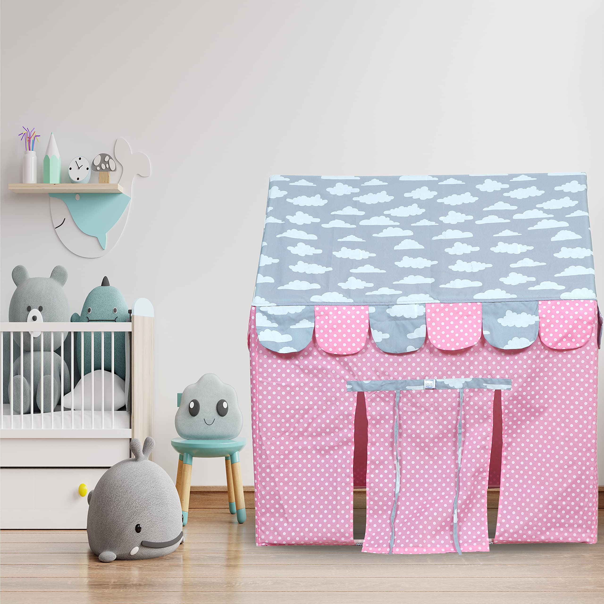 kokomelon Kids Play Tent Grey Star Pink (Pink Polka) (B0CS98172Q) Amazon Price History, Amazon Price Tracker