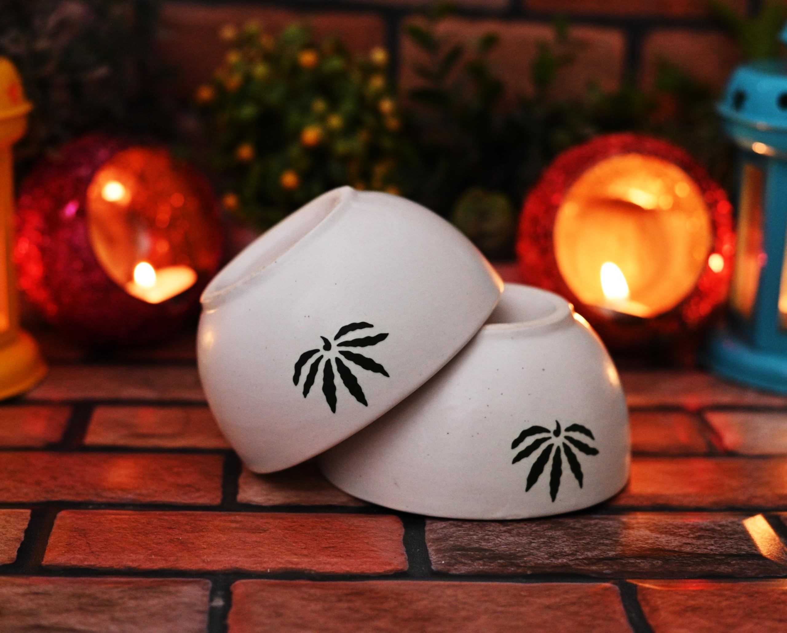 HC THE CRAFTS Ceramic Soup Bowls Painted Bowl (White Bowl Pack of 6) 3