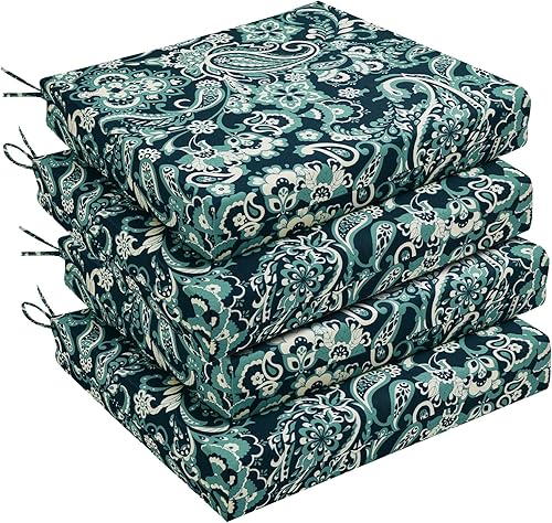 Miniatura 26 de downluxe - Cojín para asiento, redondo, impermeable, para exteriores e interiores, para patio o jardín, 43 x 41 x 5 cm, amarillo, paquete de 4