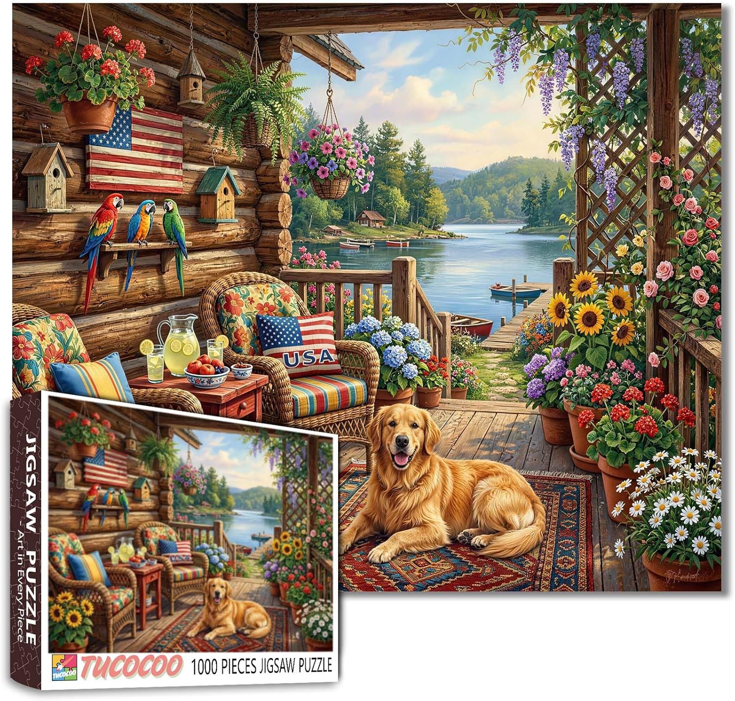 Seascape Jigsaw Puzzles 1000 Pieces for Adults,Families(Sea,Sunset,Wooden House,Wooden Boat,Seagull) Pieces Fit Together Perfectly 19.7''x27.6''inch Tropical Landscape Frameable Magic Puzzle Art Gift