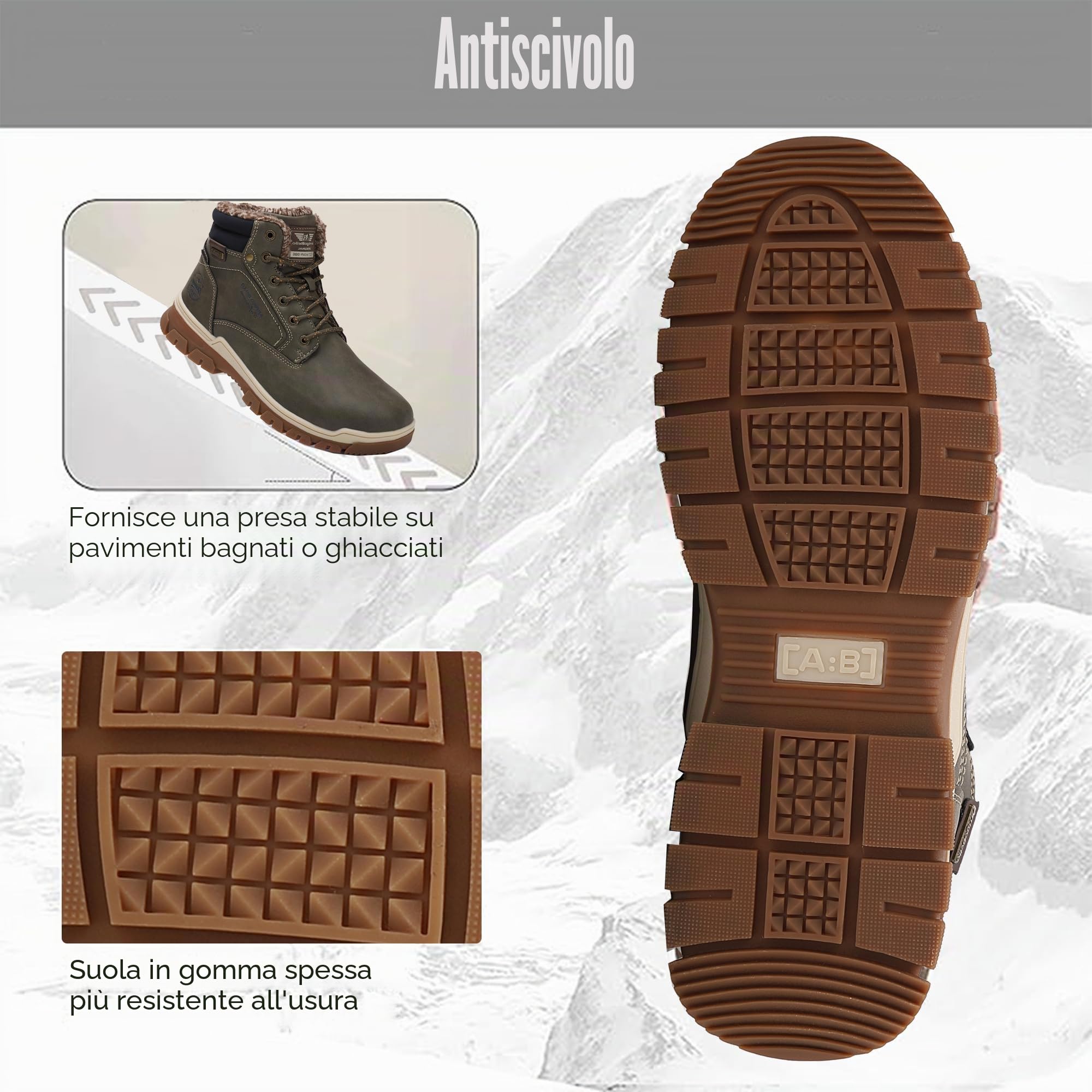ARRIGO BELLO Stivali Uomo Invernali Scarpe Inverno Calda Foderato Montagna Antiscivolo Trekking Boots Scarponcini Neve Taglia 41-46EU