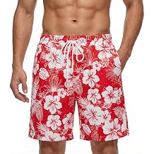 Fastkoala Men's Hawaiian Shorts Tropical Beach Men's Trousers Flowers Occasional Summer Holiday Drawstring Bag