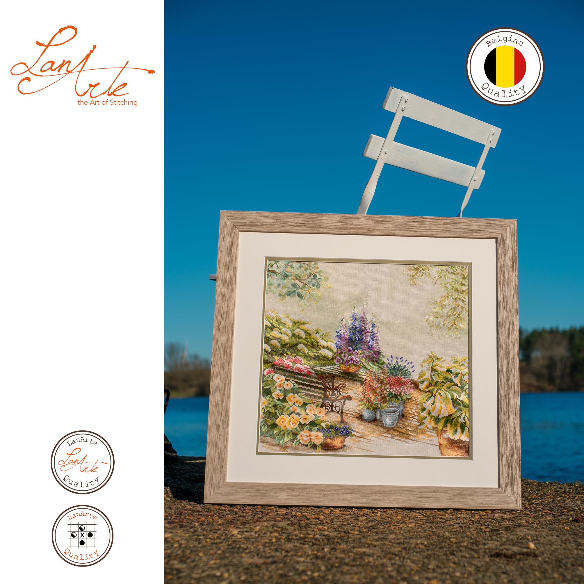 LANARTE Haft Krzyżykowy Liczony Zestaw Obraz do Haftu NADRZECZE Zrób to Sam Zestaw Kreatywny dla Dorosłych Rękodzieło Artystyczne 39 x 37 cm Dekoracja Ścienna DIY Cross Stitch Kit