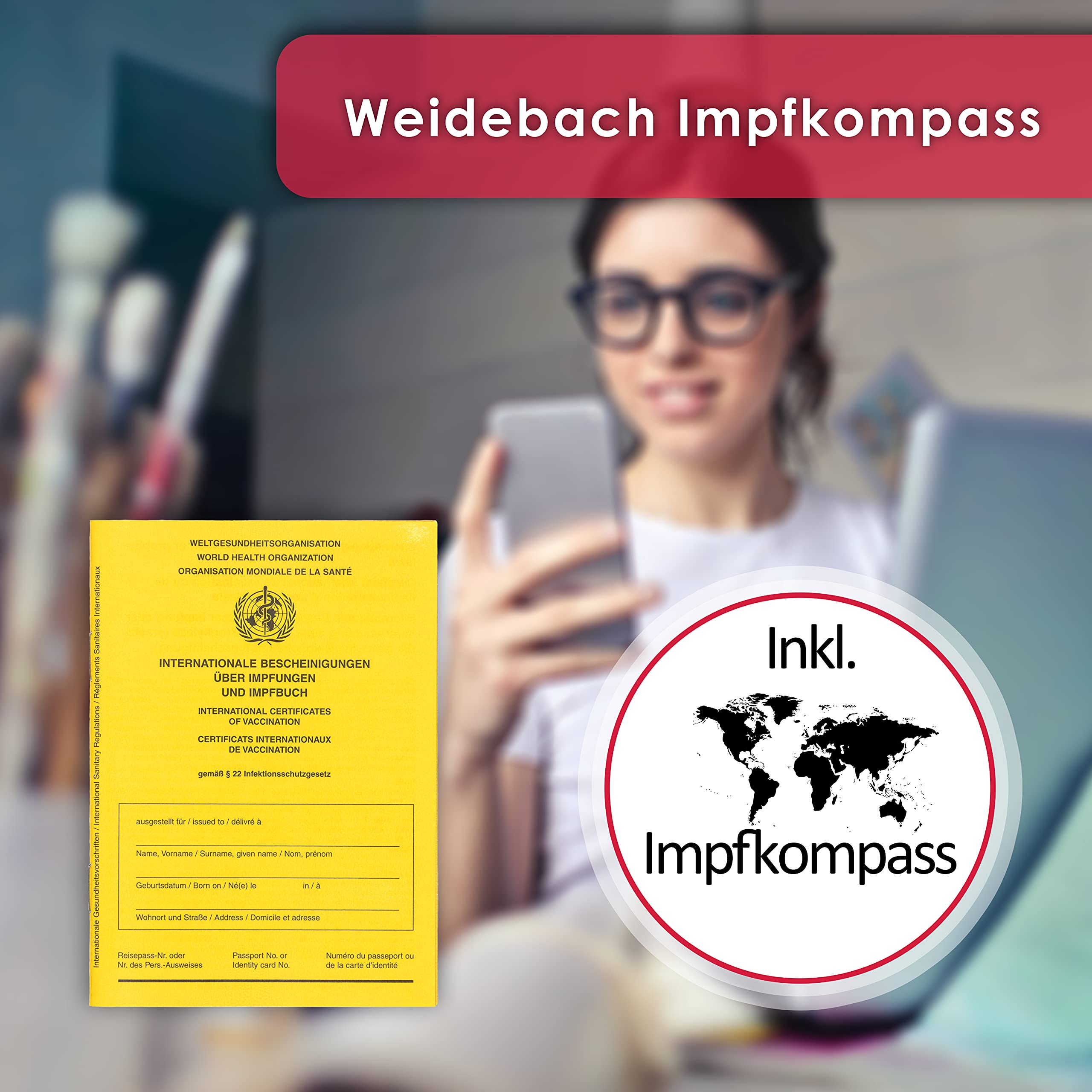 WEIDEBACH Passeport de vaccination - Standard avec boussole de vaccination, 1 pièce, 1 Stück (1er Pack) - 4
