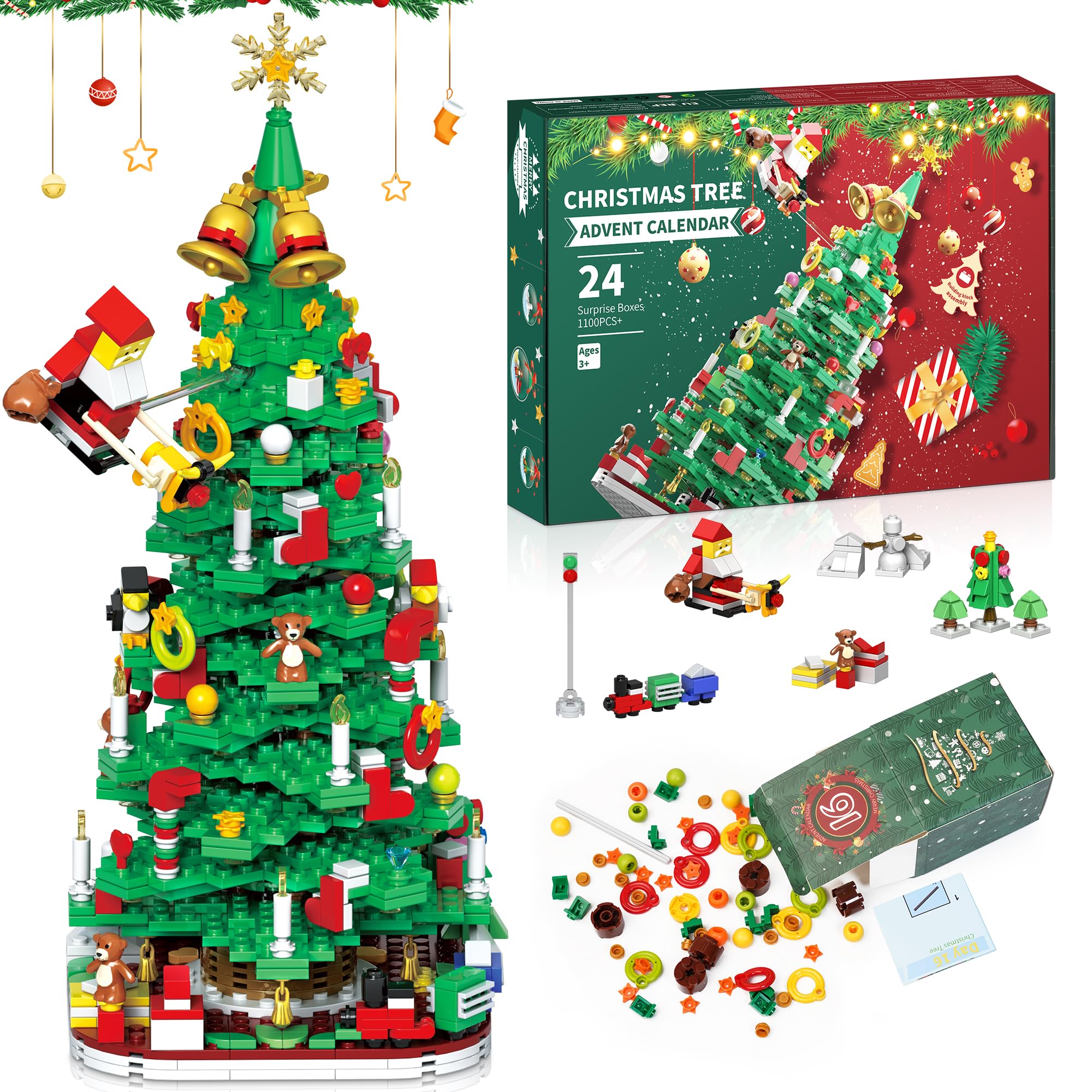 Joozmui Calendario dell'Avvento 2025 bambini, albero di Natale giocattolo da 3 4 5 6 7 8 9 10 anni ragazzo regalo per bambini regalo ragazza 3-12 anni calendario di Natale