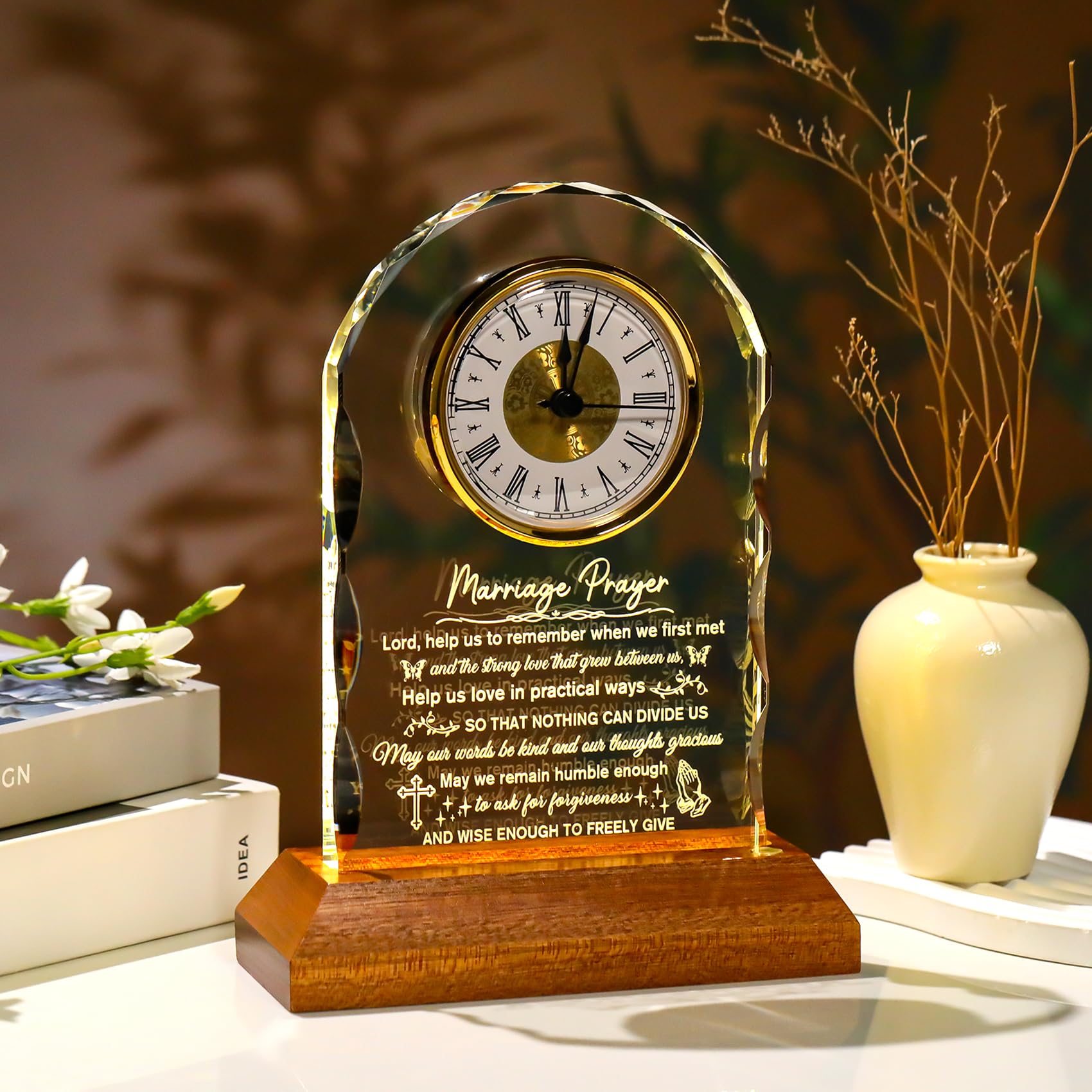 Regalos de boda para parejas, reloj de oración de matrimonio 2026 con base