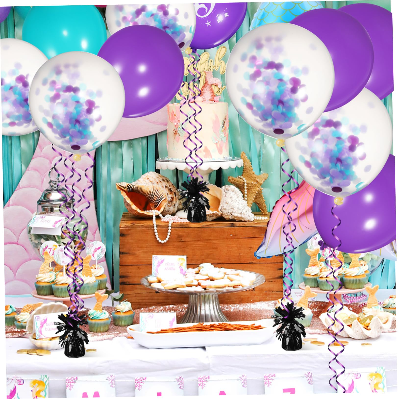 Pesetti per Palloncini, 8 Pezzi in Pet Nero, Resistenti ai Danni, Facili da Usare, per Matrimonio e Festa, Design Compatto e Lucido